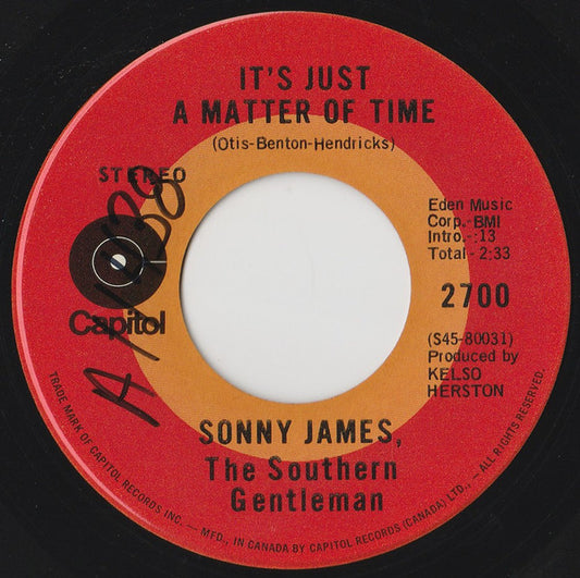 Sonny James : It's Just A Matter Of Time / This World Of Ours (7", Single)