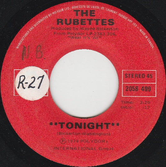 The Rubettes : Tonight / Silent Movie Queen (7", Single)