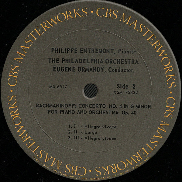 Philippe Entremont, Eugene Ormandy Conducts The Philadelphia Orchestra / Sergei Vasilyevich Rachmaninoff : Piano Concerto Nos. 1 And 4 (LP, Mono, RE)