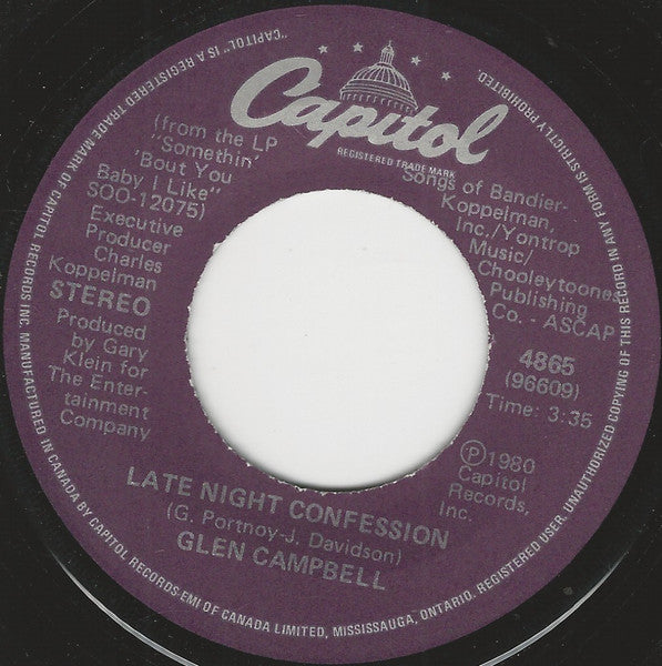 Glen Campbell : Somethin' 'Bout You Baby I Like (7", Single)