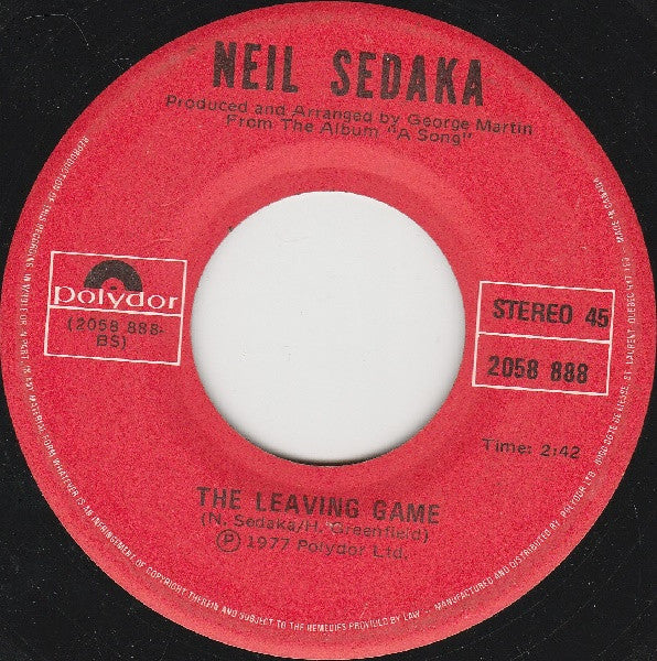 Neil Sedaka : Amarillo / The Leaving Game (7")