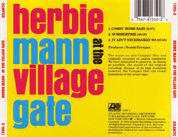 Herbie Mann : Herbie Mann At The Village Gate (CD, Album, RE)