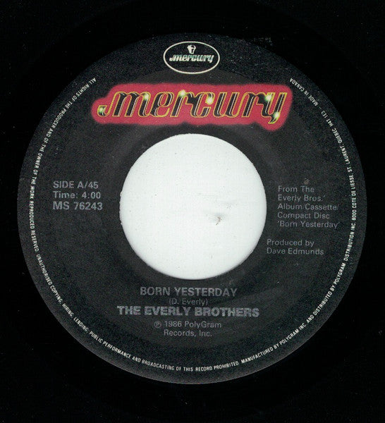 Everly Brothers : Born Yesterday (7", Single)