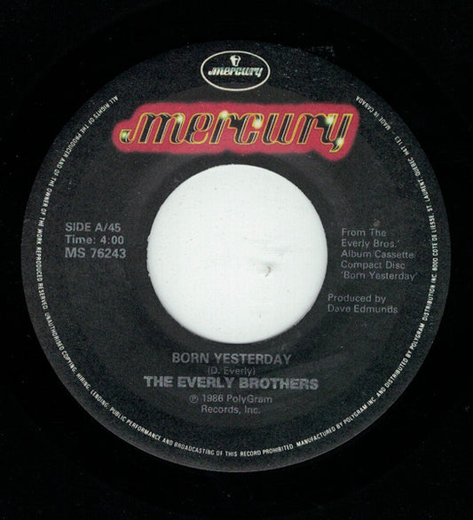 Everly Brothers : Born Yesterday (7", Single)