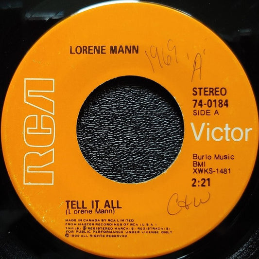 Lorene Mann : Tell It All / You Used To Call Me Baby (7", Single)