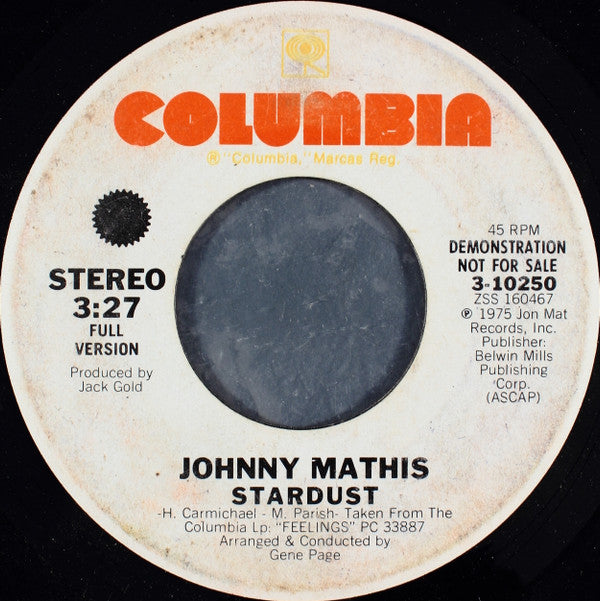 Johnny Mathis : Stardust (7", Single, Promo)