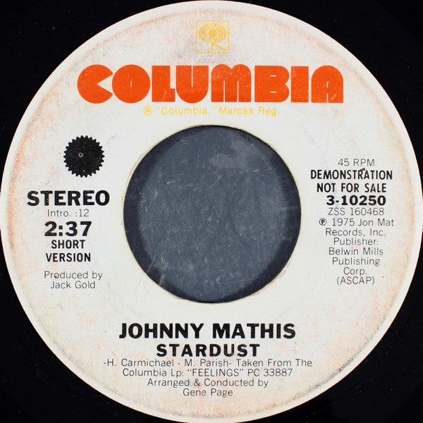 Johnny Mathis : Stardust (7", Single, Promo)
