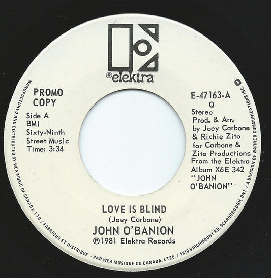 John O'Banion : Love Is Blind (7", Promo)