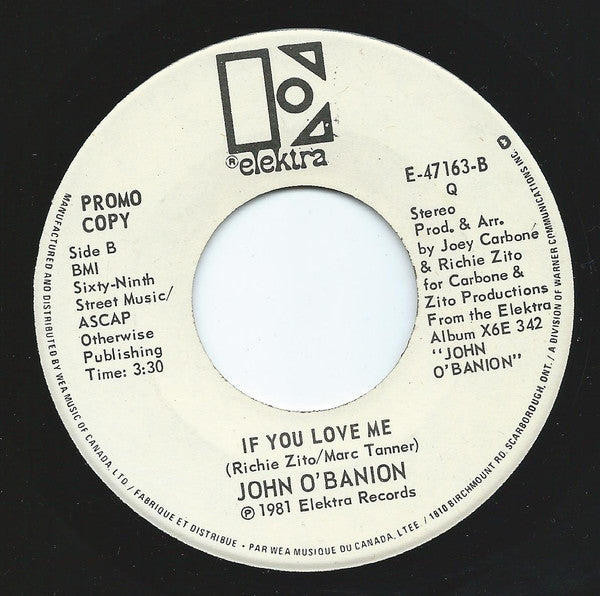 John O'Banion : Love Is Blind (7", Promo)