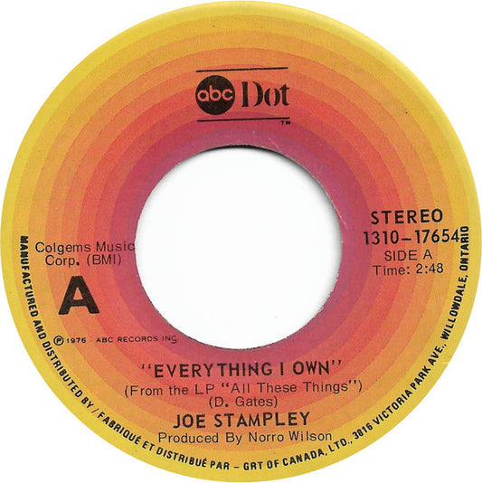 Joe Stampley : Everything I Own (7", Single)