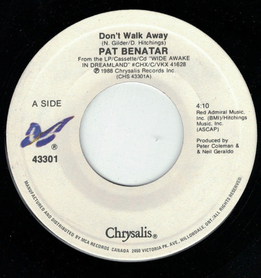 Pat Benatar : Don't Walk Away (7", Single)