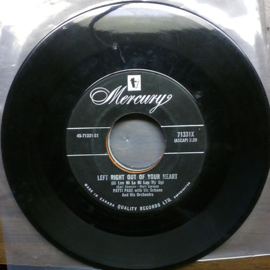 Patti Page With Vic Schoen And His Orchestra : Left Right Out Of Your Heart (Hi Lee Hi Lo Hi Lup Up Up) / Longing To Hold You Again (7", Single)