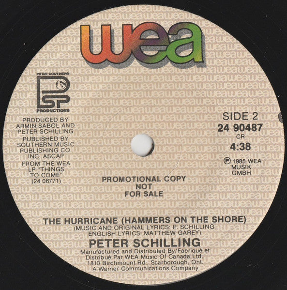 Peter Schilling : Chill Of The Night (7", Promo)