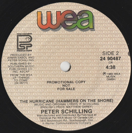 Peter Schilling : Chill Of The Night (7", Promo)