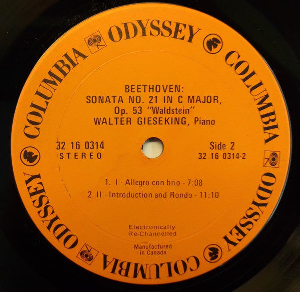 Walter Gieseking, Ludwig van Beethoven : Two Favorite Sonatas: Appassionata  - Waldstein (LP, RP)