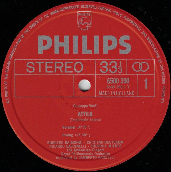 Verdi* / Cristina Deutekom, Ruggero Raimondi, Sherrill Milnes, Carlo Bergonzi, Ambrosian Singers*, Royal Philharmonic Orchestra, Lamberto Gardelli : Attila (2xLP + Box)