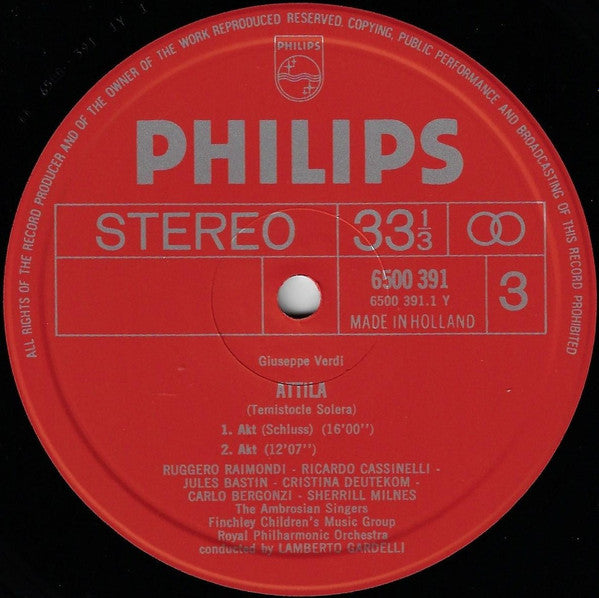 Verdi* / Cristina Deutekom, Ruggero Raimondi, Sherrill Milnes, Carlo Bergonzi, Ambrosian Singers*, Royal Philharmonic Orchestra, Lamberto Gardelli : Attila (2xLP + Box)