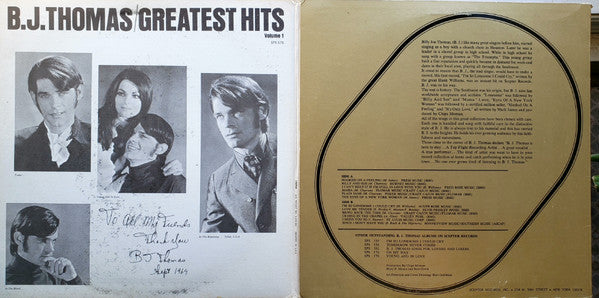 B.J. Thomas : Greatest Hits Volume 1 (LP, Comp, Club, M/Print, Uni)