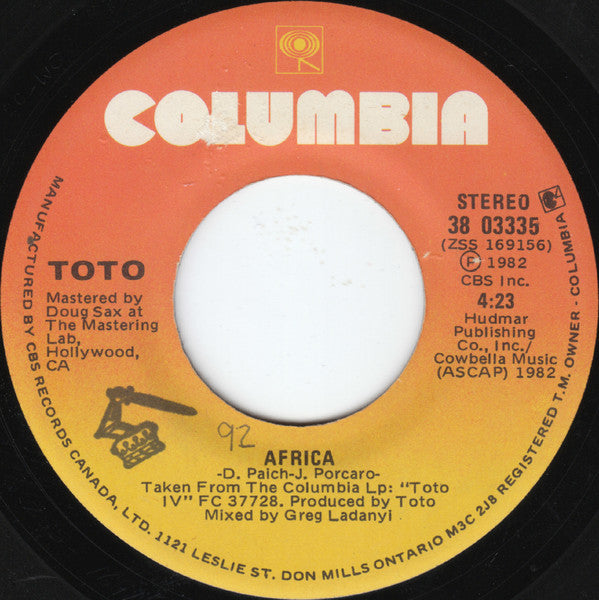 Toto : Africa (7", Single)