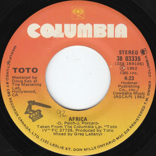 Toto : Africa (7", Single)