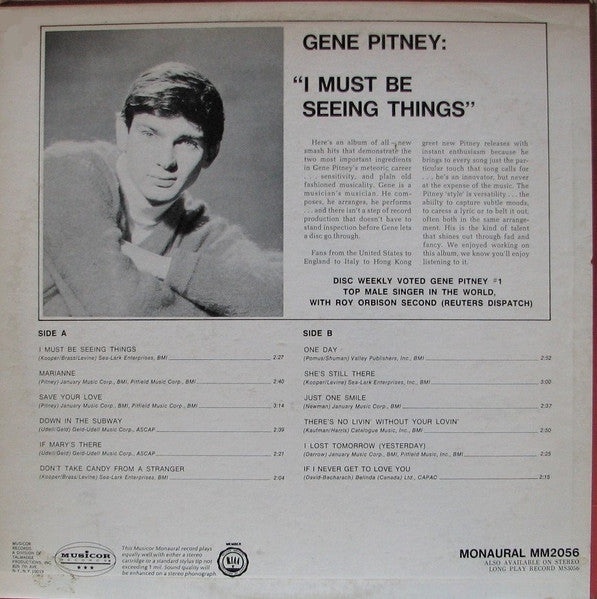 Gene Pitney : I Must Be Seeing Things (LP, Album, Mono, Pit)