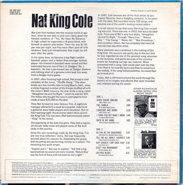 Nat King Cole : When You're Smiling (LP, Album, RE)