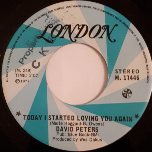 David Peters (16) : Today I Started Loving You Again (7")