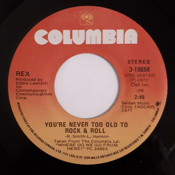 Rex (29) : You're Never Too Old To Rock & Roll (7")