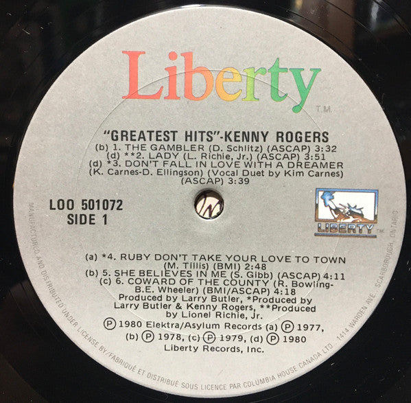 Kenny Rogers : Greatest Hits (LP, Comp, Club)