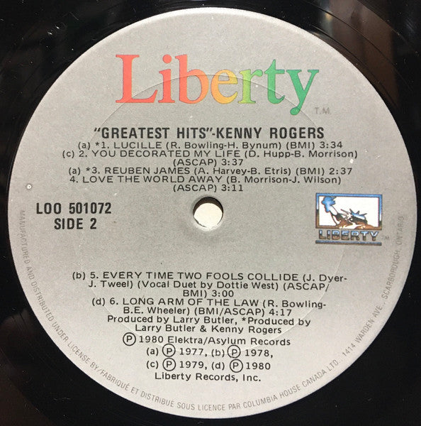 Kenny Rogers : Greatest Hits (LP, Comp, Club)