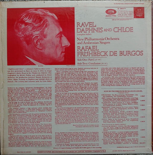 Maurice Ravel / Rafael Frühbeck De Burgos / New Philharmonia Orchestra and The Ambrosian Singers : Daphnis and Chloe (LP)