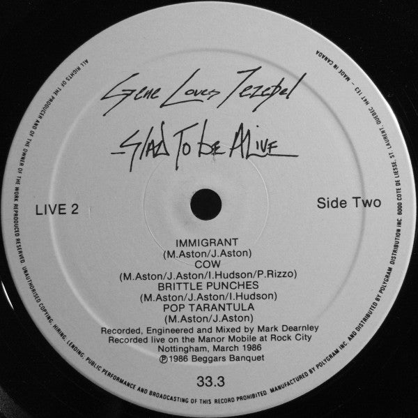 Gene Loves Jezebel : Glad To Be Alive (LP, Album)