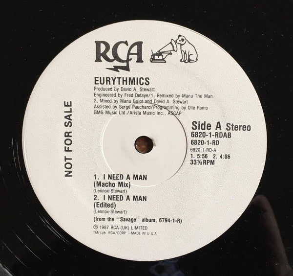 Eurythmics : I Need A Man (12", Promo)