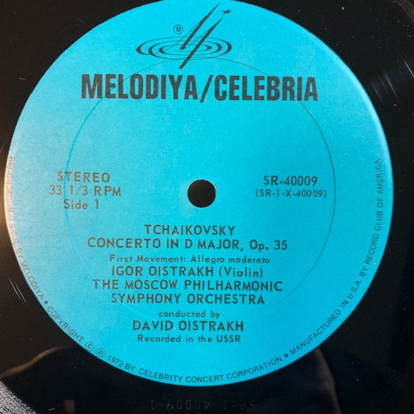 Pyotr Ilyich Tchaikovsky, Igor Oistrach, David Oistrach Conducting Moscow Philharmonic Orchestra : Violin Concerto In D Major (LP, RE)