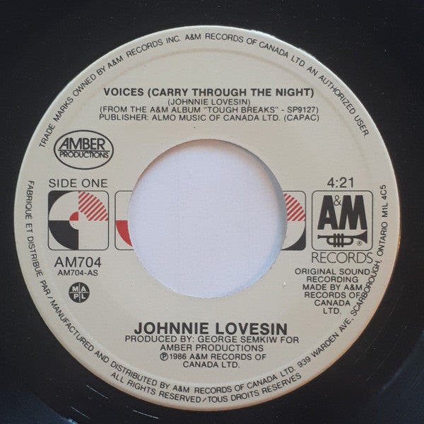 Johnnie Lovesin* : Voices (Carry Through The Night) (7", Single)
