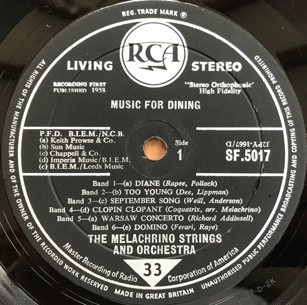 The Melachrino Strings : Music For Dining (LP, Album)