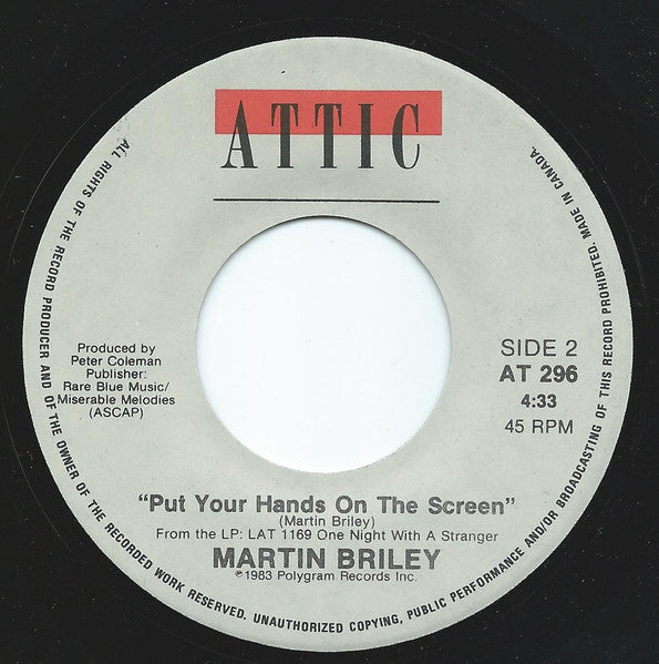 Martin Briley : One Night With A Stranger (7")