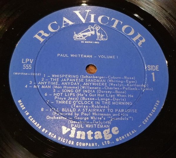 Paul Whiteman : Paul Whiteman, Volume 1 (LP, Comp, Mono, RE)