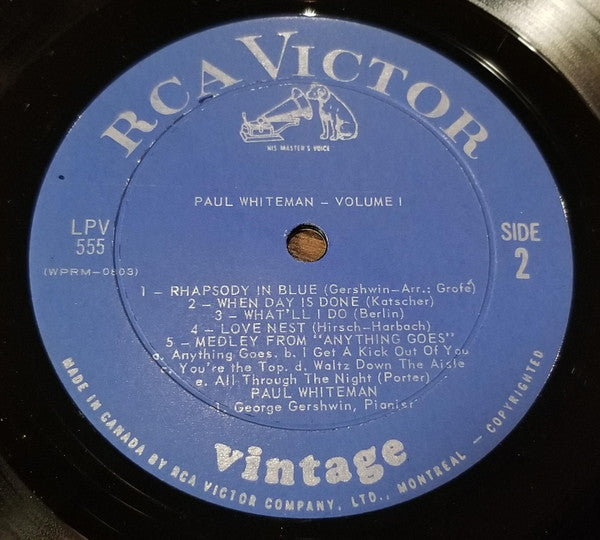 Paul Whiteman : Paul Whiteman, Volume 1 (LP, Comp, Mono, RE)