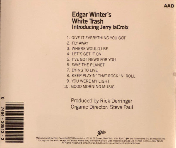 Edgar Winter's White Trash Introducing Jerry laCroix : Edgar Winter's White Trash (CD, Album, RE)
