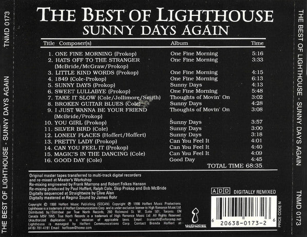 Lighthouse (2) : The Best Of Lighthouse - Sunny Days Again (CD, Comp, RM)