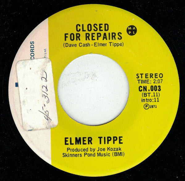 Elmer Tippe : Closed For Repairs / Nothing Ventured, Nothing Gained (7", Single)