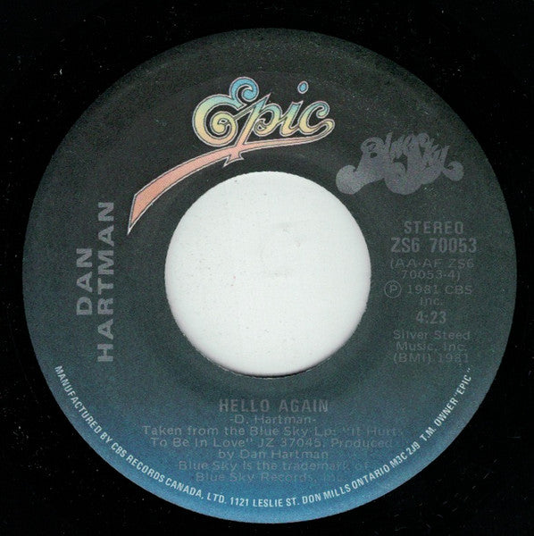 Dan Hartman : Heaven In Your Arms / Hello Again (7", Single)