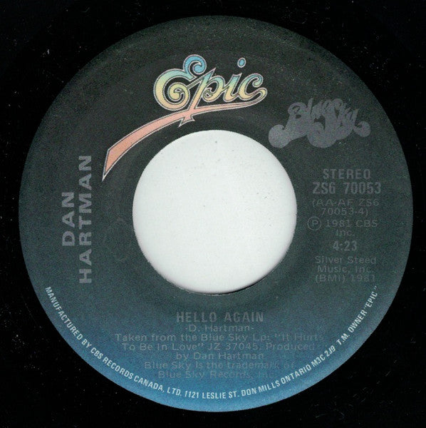 Dan Hartman : Heaven In Your Arms / Hello Again (7", Single)