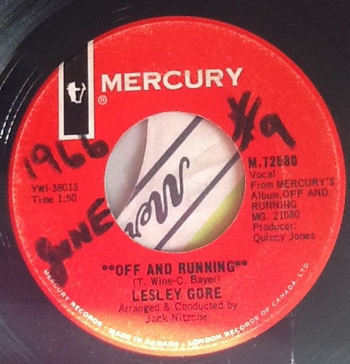 Lesley Gore : Off And Running (7")