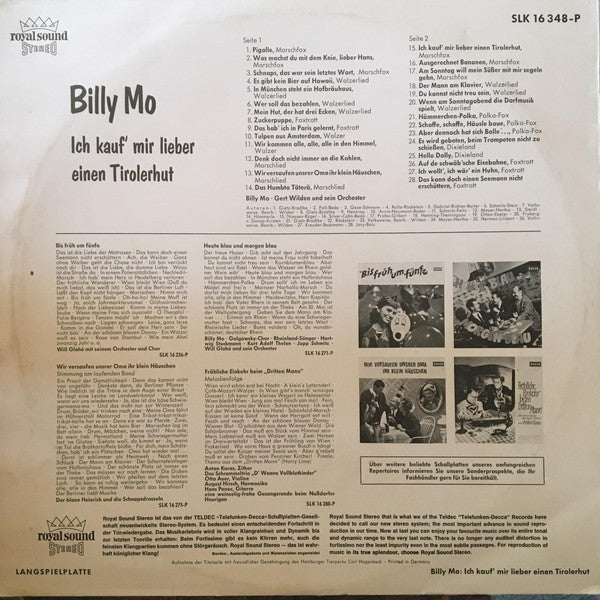 Billy Mo : Ich Kauf' Mir Lieber Einen Tirolerhut (LP, Album, RE)