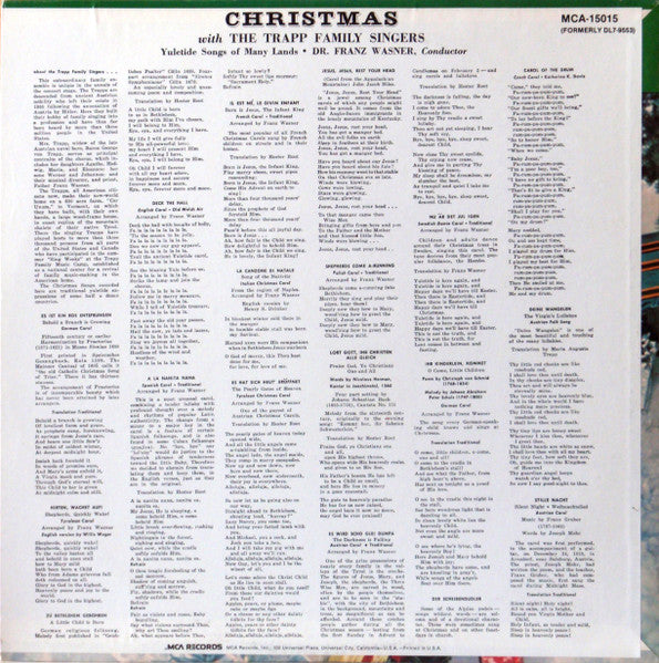 The Trapp Family Singers : Christmas With The Trapp Family Singers (LP, Album, RE, Pin)