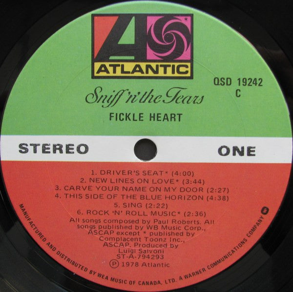 Sniff 'n' The Tears : Fickle Heart (LP, Album, Don)