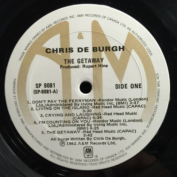 Chris de Burgh : The Getaway (LP, Album, Don)