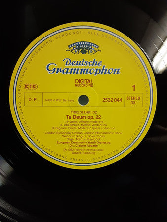 Hector Berlioz, London Symphony Chorus · London Philharmonic Choir · Wooburn Singers · Francisco Araiza · European Union Youth Orchestra, Claudio Abbado : Te Deum (LP, Album)